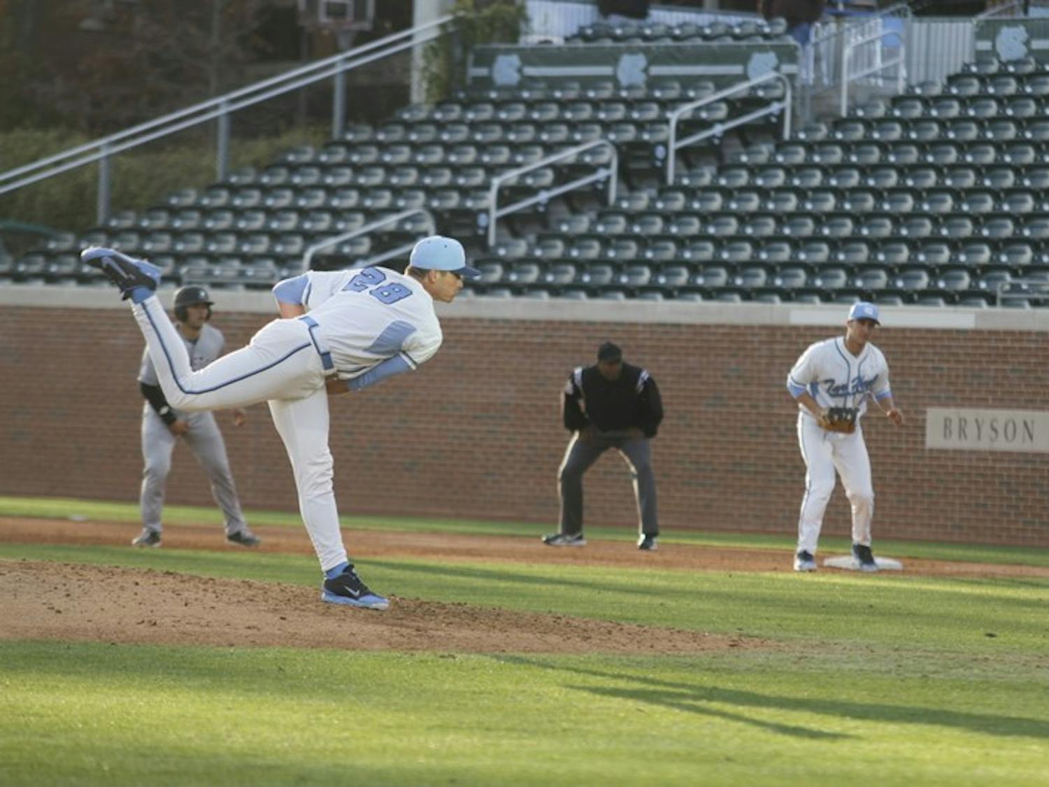 UNC pitcher Reilly Hovis delivers a pitch early in the game Tuesday.