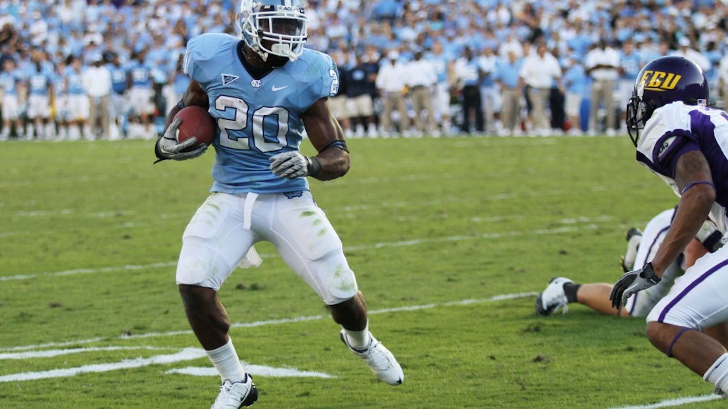 Tailback Sean Draughn ran for three touchdowns in UNC's 42-17 victory over East Carolina on Saturday.