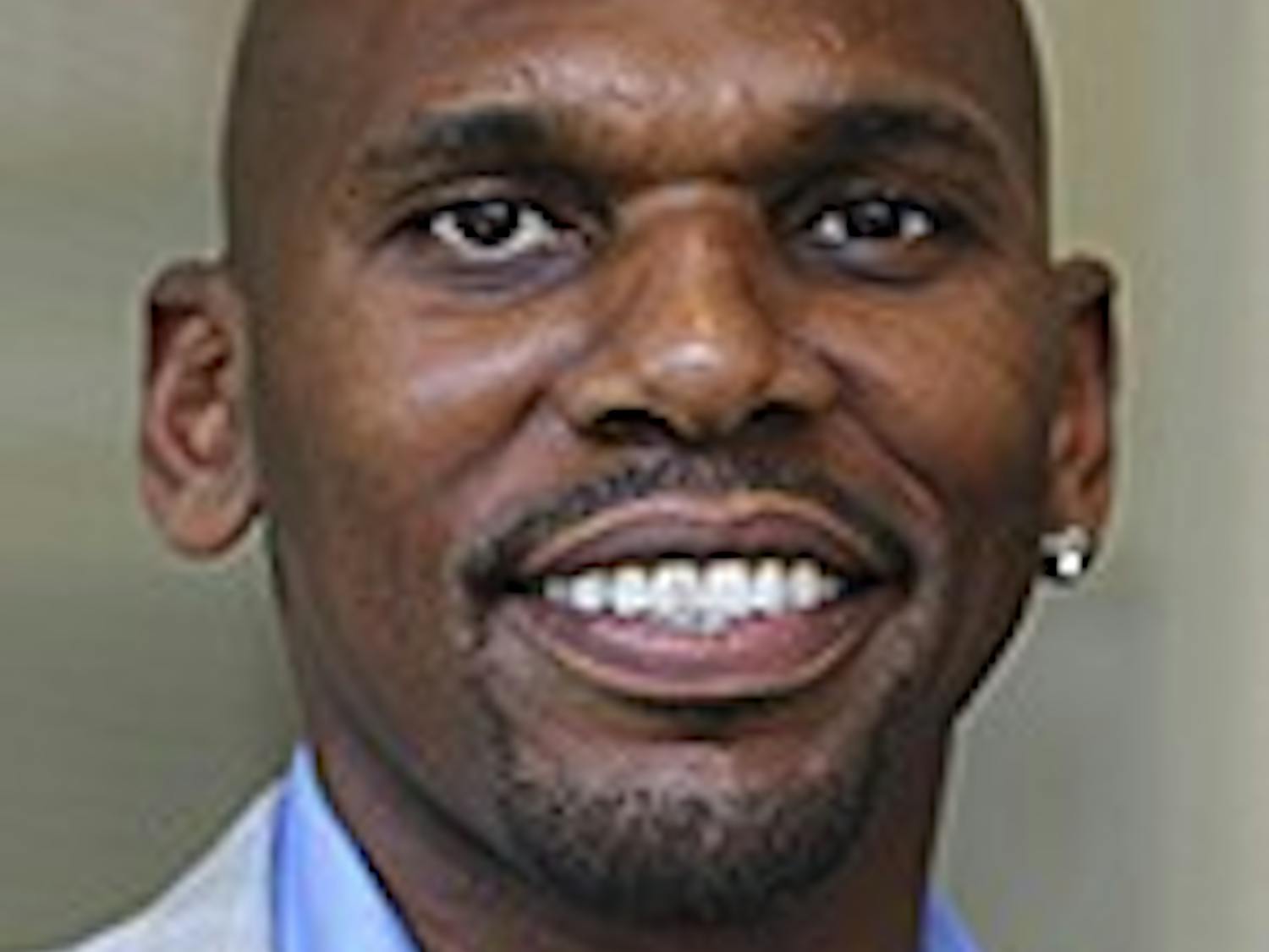 Jerry Stackhouse (left), former UNC and retired professional basketball player visited the School of Journalism and Mass Communications on Wednesday afternoon. 