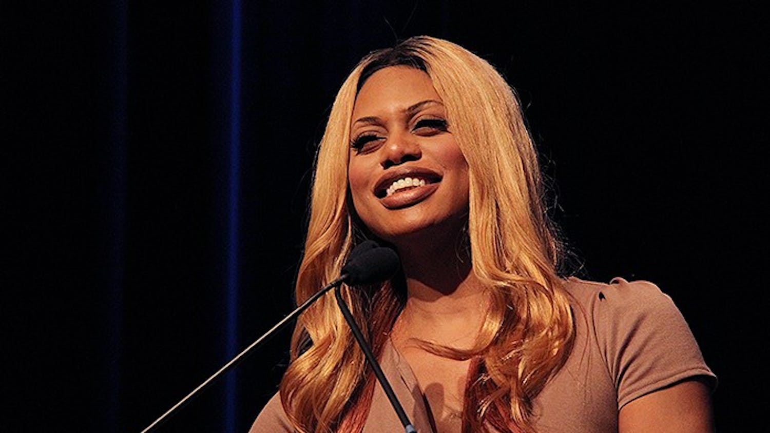 	Laverne Cox speaks in the Great Hall of the Student Union Tuesday night at 7 p.m. about her experiences in her transformation as a transgender woman.