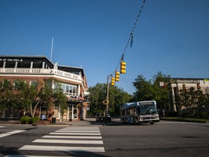 A Chapel Hill Transit bus approaches Franklin Street on Wednesday, June 24, 2020 after the new safety regulations due to COVID-19 had been implemented.