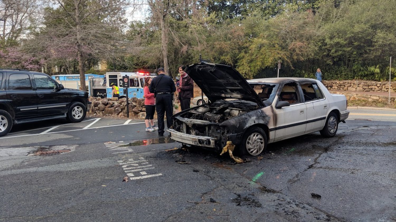 A car caught on fire on Raleigh Road on March 29. 