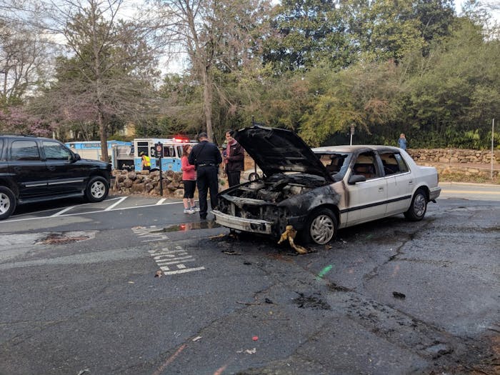 A car caught on fire on Raleigh Road on March 29. 