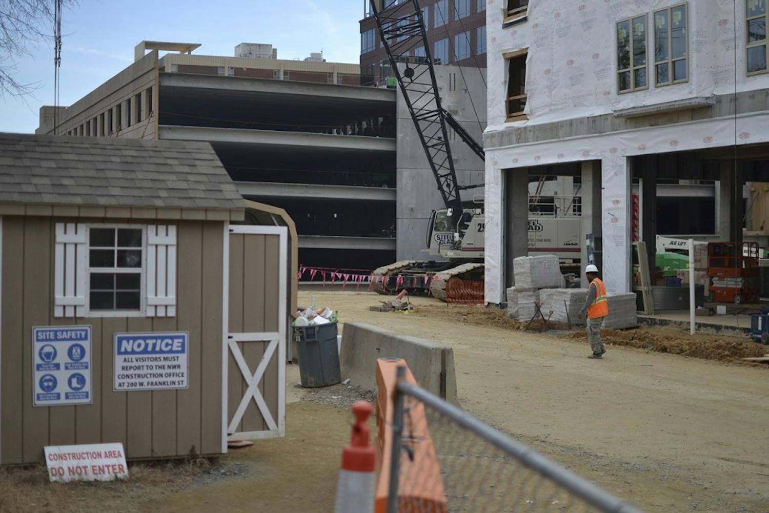 Construction of Carolina Square, a mix of apartment buildings and retail and office spaces, should be completed before the start of fall semester.  