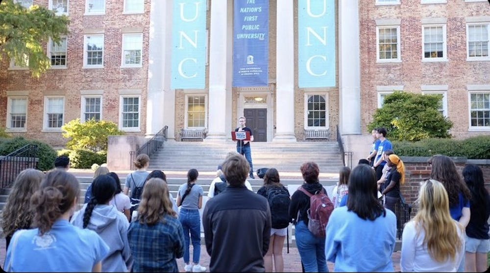 UNC March For Our Lives held a rally in front of South Building on Friday, Oct. 14, 2022. Photo Courtesy of MFOL UNC-CH