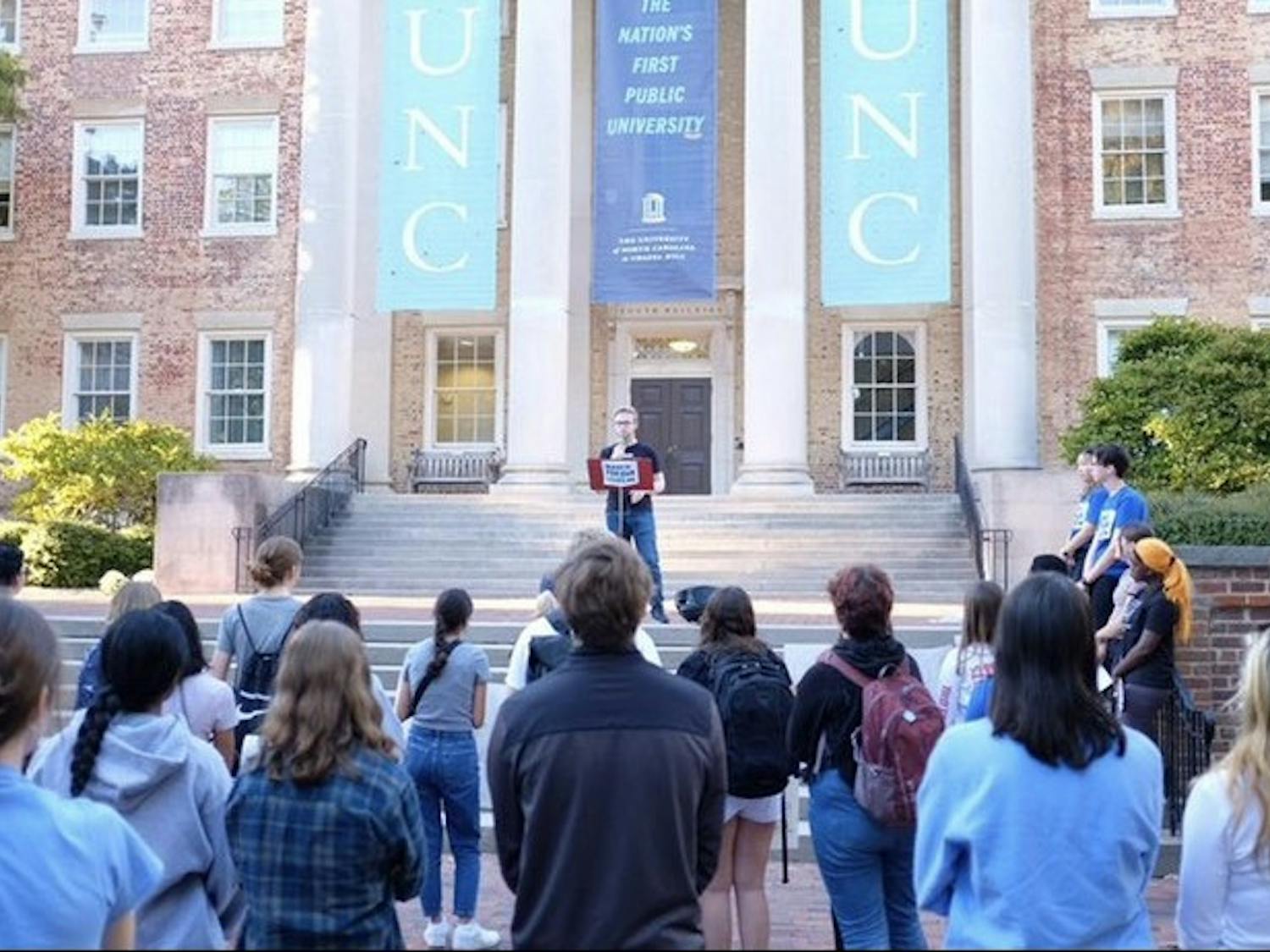 UNC March For Our Lives held a rally in front of South Building on Friday, Oct. 14, 2022. Photo Courtesy of MFOL UNC-CH