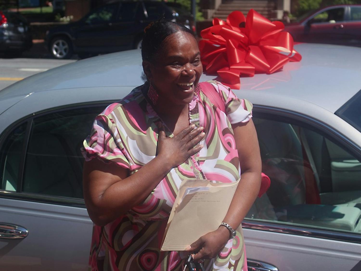 Loretha received a car Friday afternoon from a project called Trade-to-Help. 