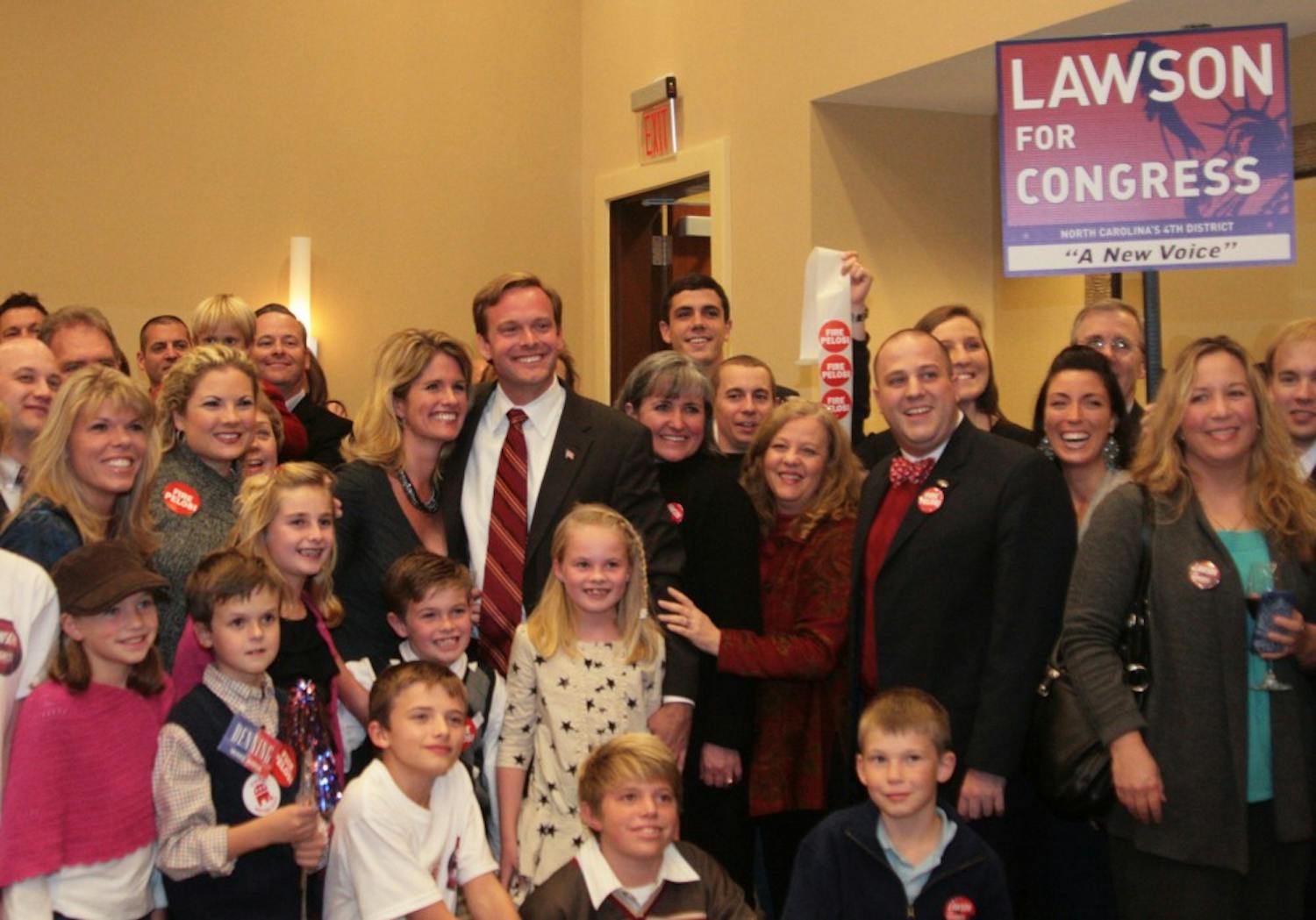 B.J. Lawson, Republican candidate for the U.S. House of Representatives, with supporters in Raleigh. 