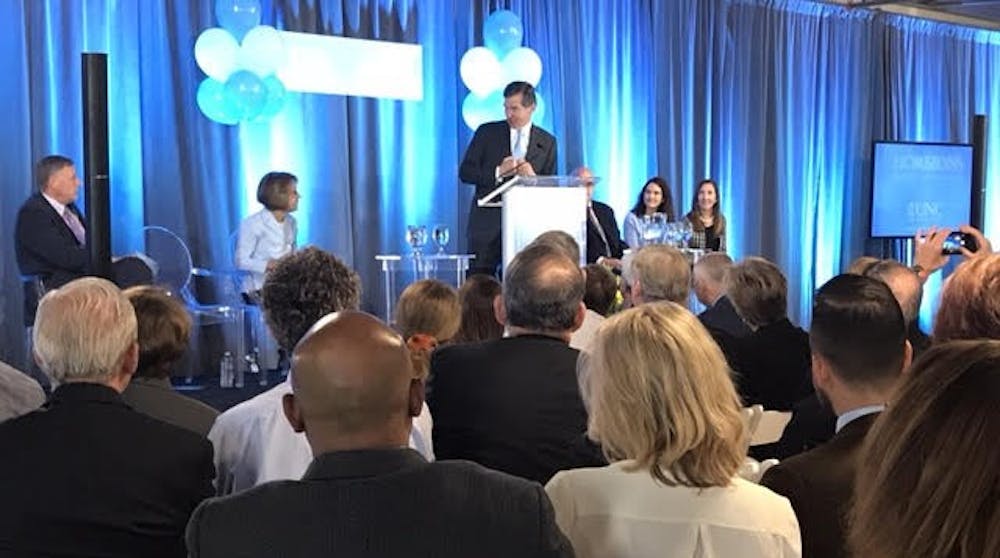 <p>North Carolina Governor&nbsp;Roy Cooper speaks at the opening for the Horizons Center, which helps pregnant or parenting moms with substance abuse problems.&nbsp;</p>