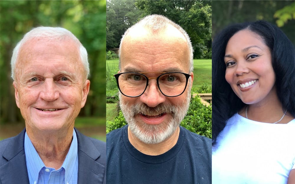 From left to right: George Griffin, Mike Sharp and Riza Jenkins have been elected to the Chapel Hill-Carrboro City Schools Board of Education. Photos courtesy of George Griffin, Mike Sharp and Riza Jenkins.