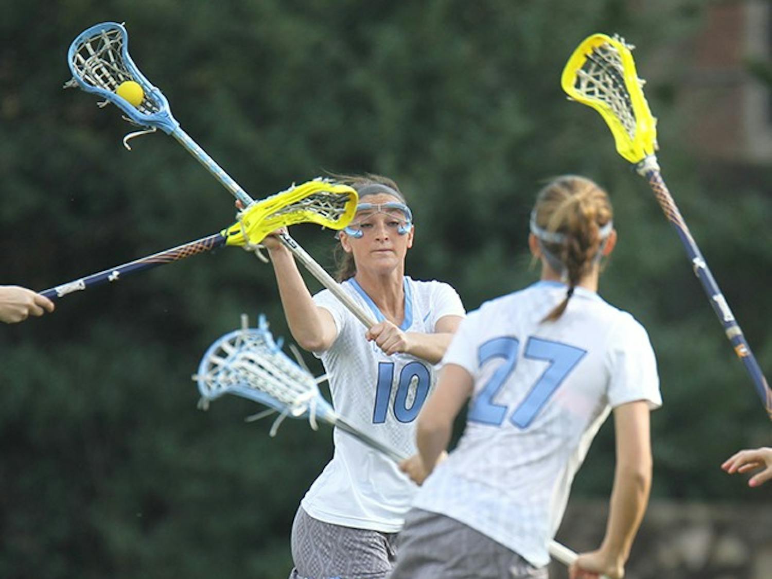 	Freshman attacker Sydney Holman scored the first goal Saturday against Georgetown. She finished with a hat trick in the UNC victory.