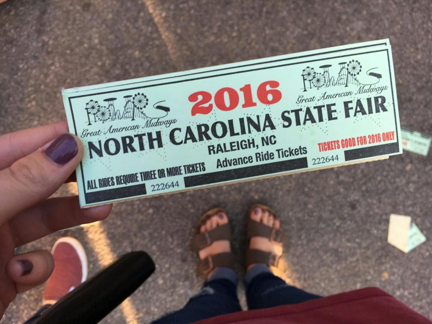 An advanced ride ticket book for the NC State Fair.
