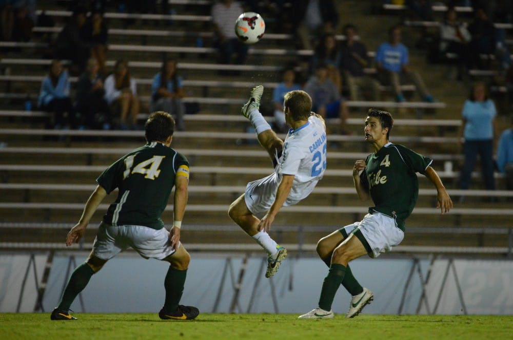 	Senior midfielder Chipper Root goes for the ball in UNC&#8217;s 1-0 to William and Mary Tuesday night. 