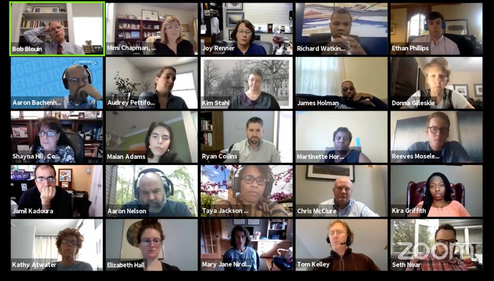 <p>Screenshot from the Campus &amp; Community Advisory Committee held over Zoom on Tuesday, Oct. 20, 2020.</p>