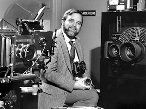Former DTH photojournalist James Wallace in 1983. Photo courtesy of Smithsonian Institution Archives, 2004-10337 or 83-16235, Created by Office of Printing and Photographic Services, "James Wallace", 2004-10337_wk, Retrieved on 2020-06-30.