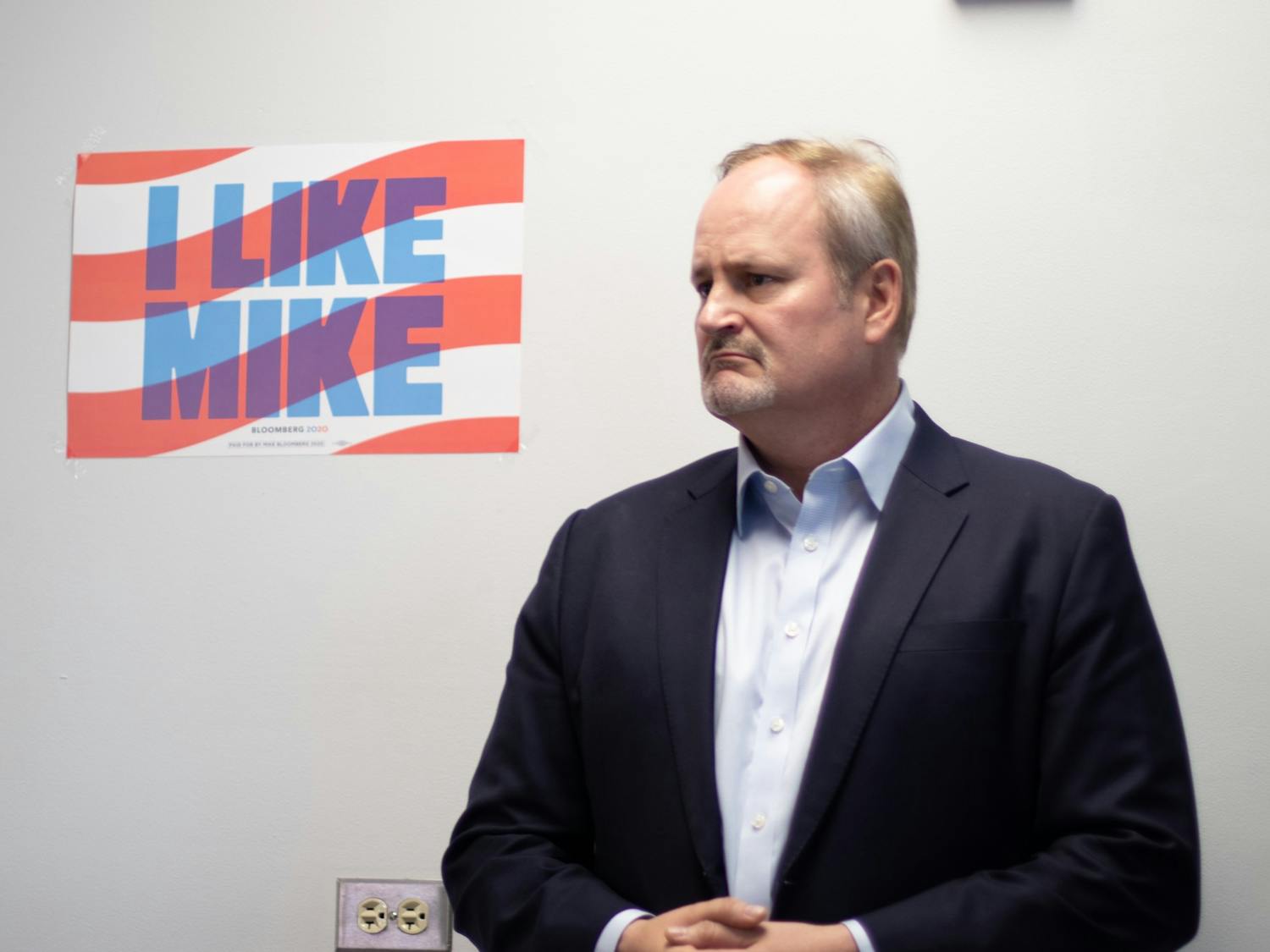 Tim O’Brien, senior adviser to Democratic presidential candidate Michael Bloomberg, visited the former New York City mayor's newly-opened campaign office in Chapel Hill to discuss policy and strategy with supporters. &nbsp;
