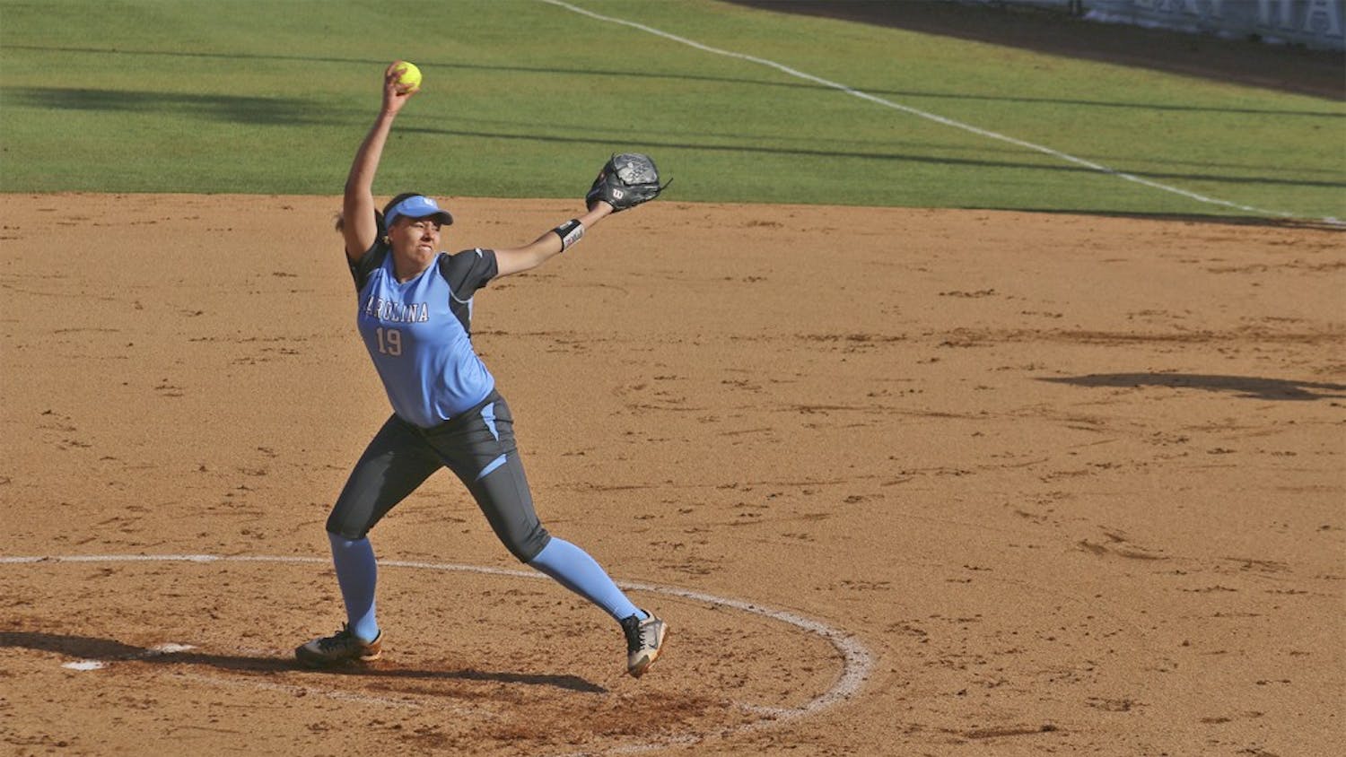 Freshman pitcher Kaylee Carlson pitched a complete game against Virginia Tech in game one of a doubleheader.