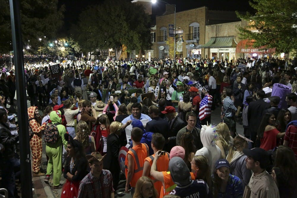 Part of the crowd for Halloween on Franklin St. in 2016.