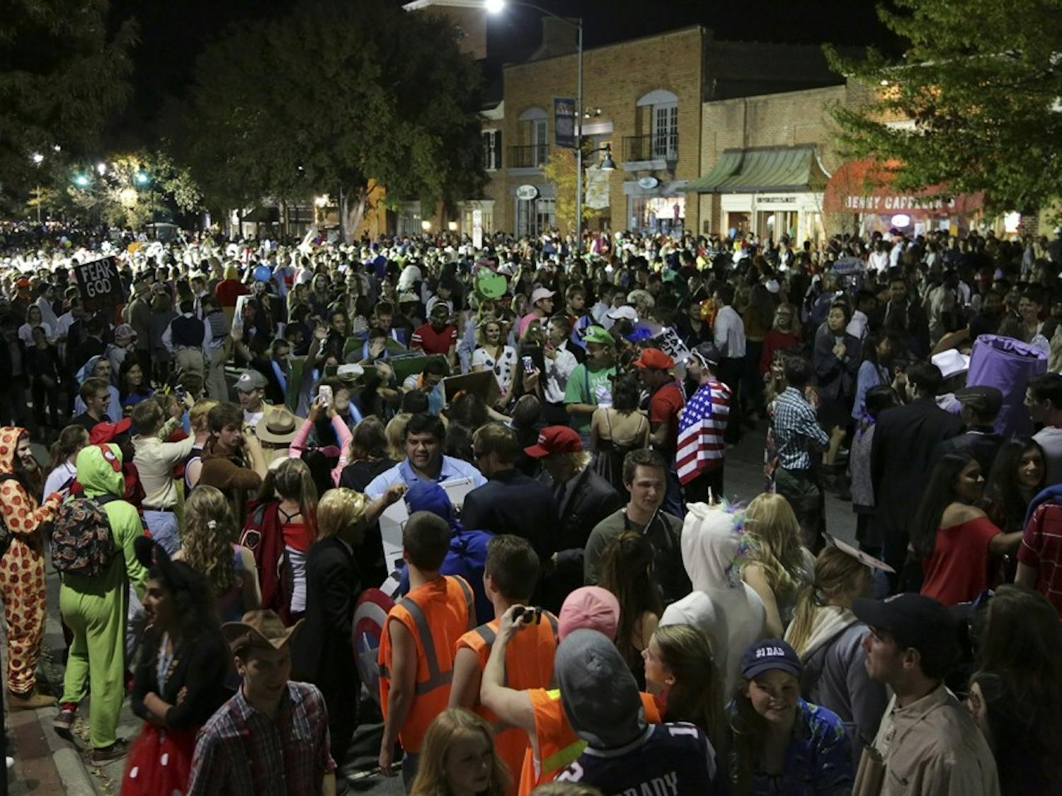 Part of the crowd for Halloween on Franklin St. in 2016.