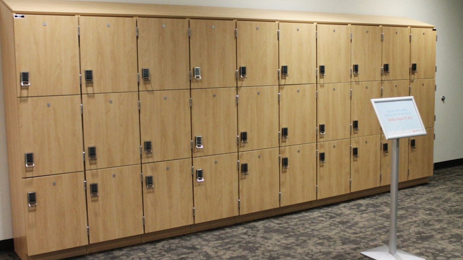 	Thirty new lockers located on the bottom level on the Student Union are among some of the fall renovations. They are free to use.