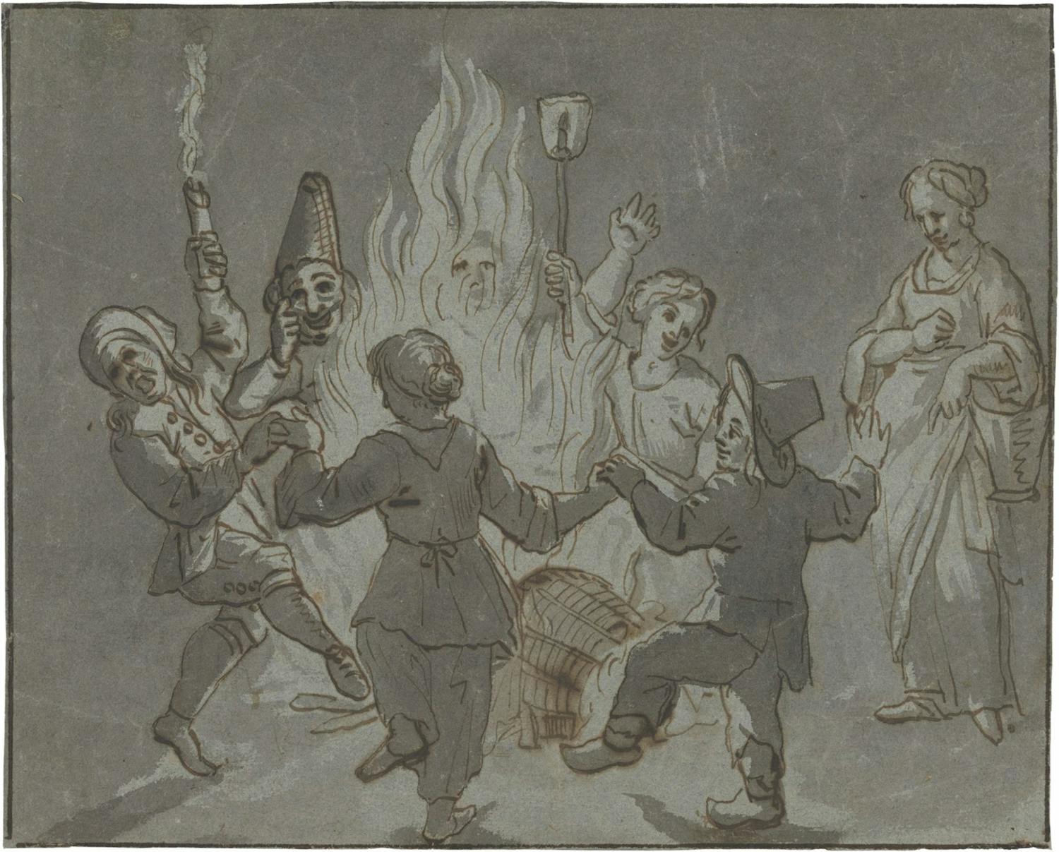 Fig­ures Danc­ing Around a Fire, c. 1635 