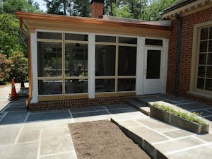 	The porch at Chancellor Holden Thorp&#8217;s house is being made compliant with the Americans with Disabilities Act with the addition of a ramp. 