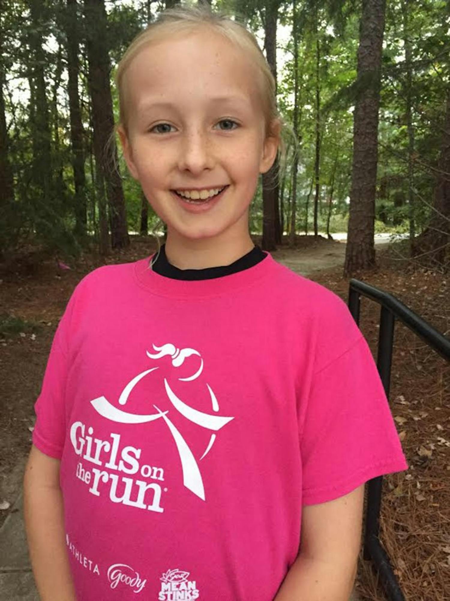Elementary school student Elizabeth Boltz is one of three girls that were awarded the Carrie On Award from Girls on the Run..&nbsp;Photo courtesy of Julliellen Simpson-Vos.&nbsp;