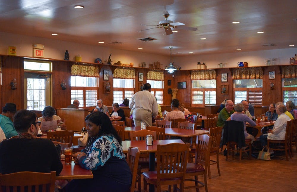 Customers dine at Mama Dip's Kitchen for lunch on May 24. 