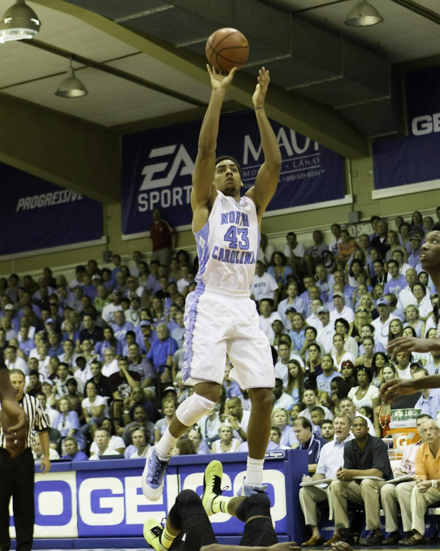 James Michael McAdoo shoots the ball in UNC’s first-round Maui Invitational victory against Mississippi State in Nov. 2012.