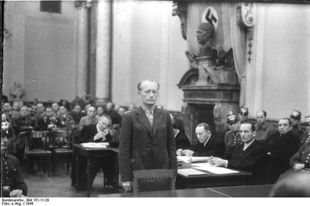 <p>Trial of Adolf Reichwein in the People's Court of Nazi Germany, 1944. Photo courtesy of Eric Muller.</p>