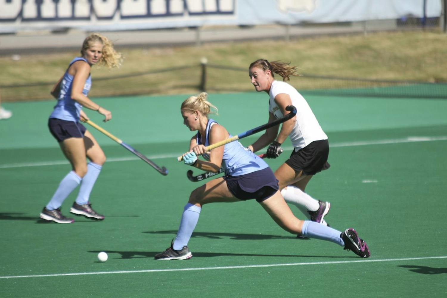 UNC midfielder Catherine Hayden (8) winds up for a shot against Appalachian State on Sunday.