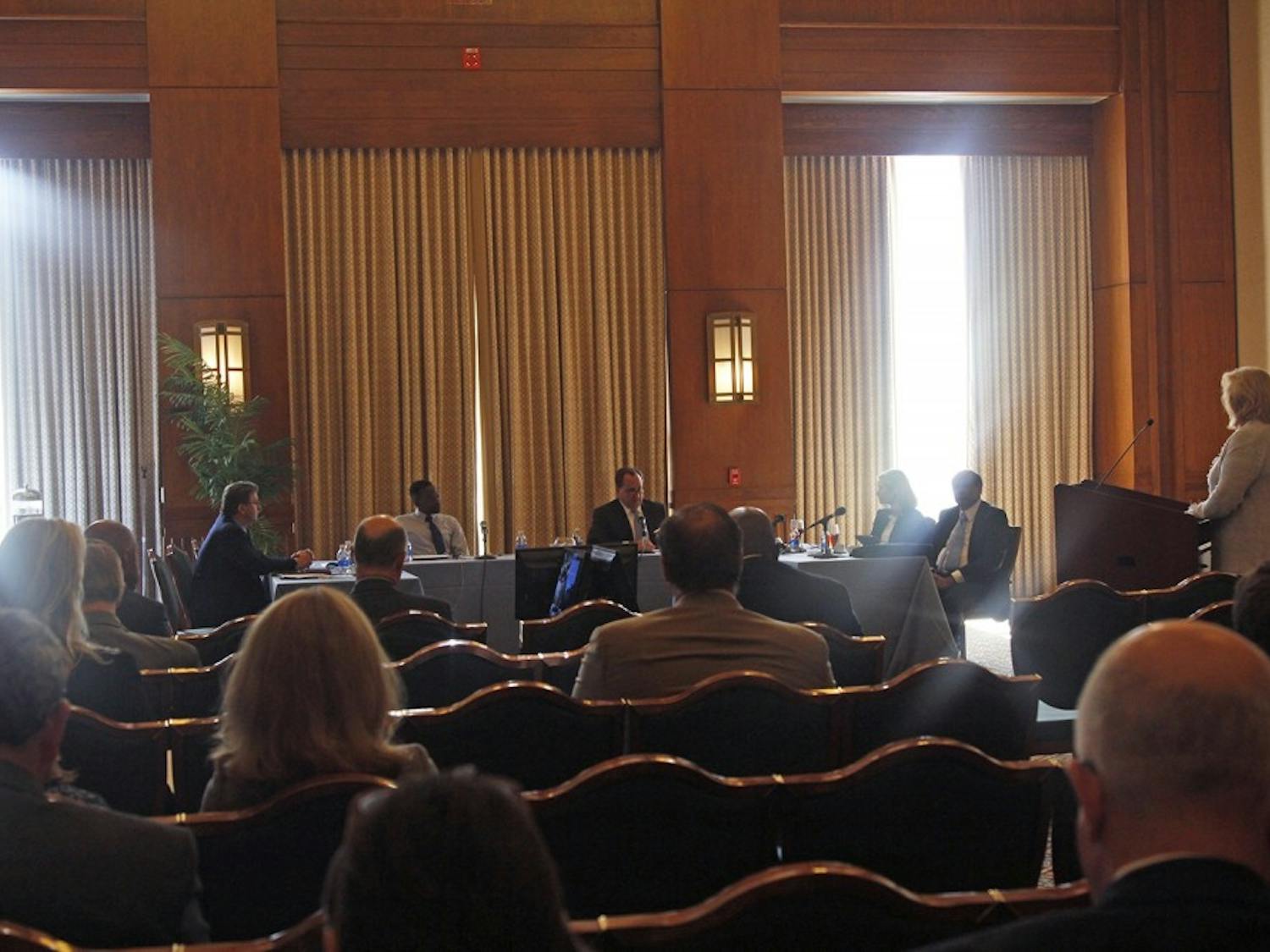 The Board of Trustees met in the George Watts Hill Alumni Center in March 2017.
