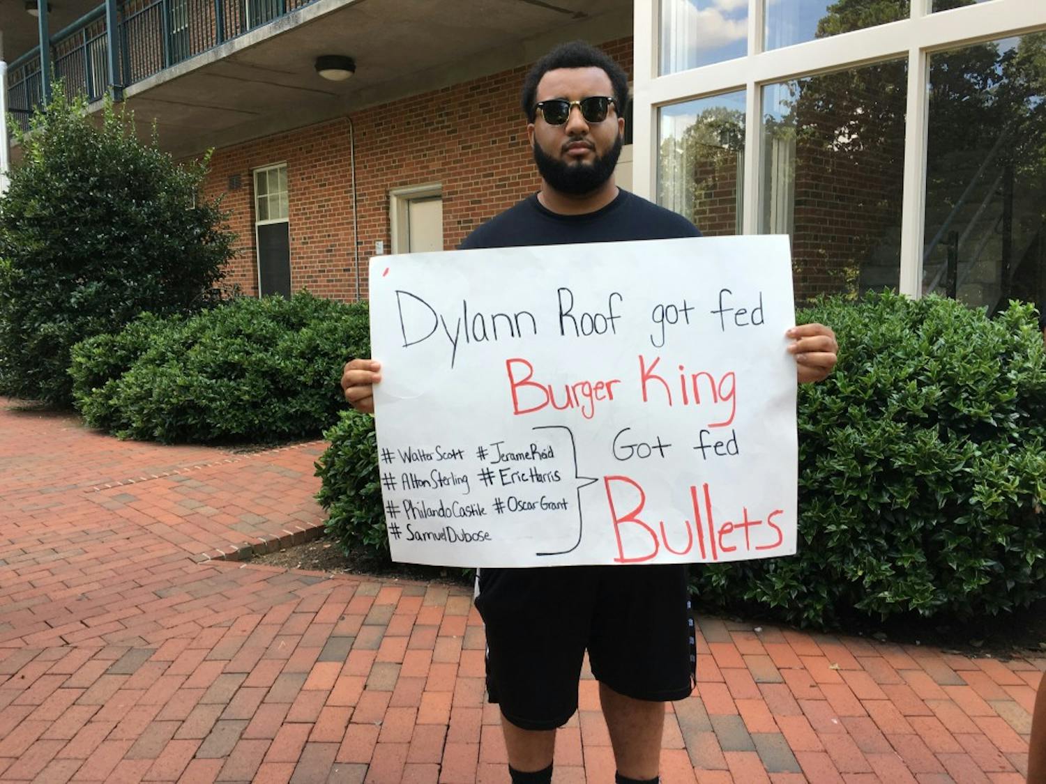 Sophomore Jerome Simpson was an organizer of Saturday's protest in Kenan Stadium.