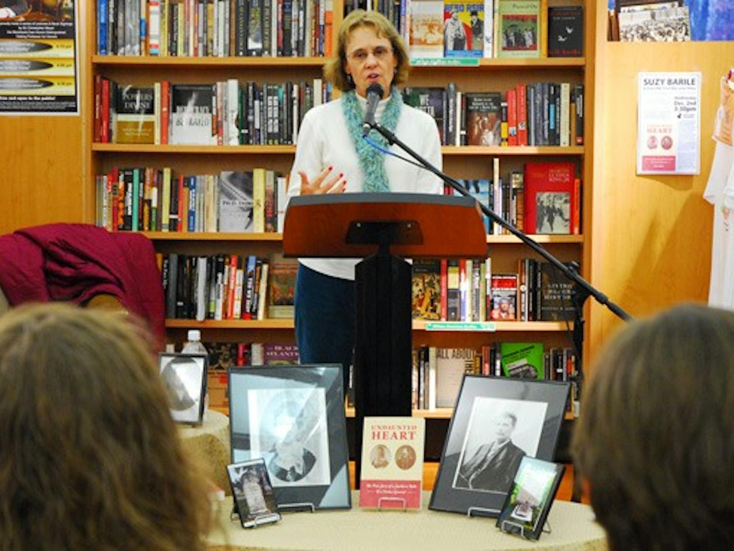 Suzy Barile describes her new book, “Undaunted Heart,” at a reading at Bull’s Head Bookshop on Wednesday. DTH/Lauren Vied