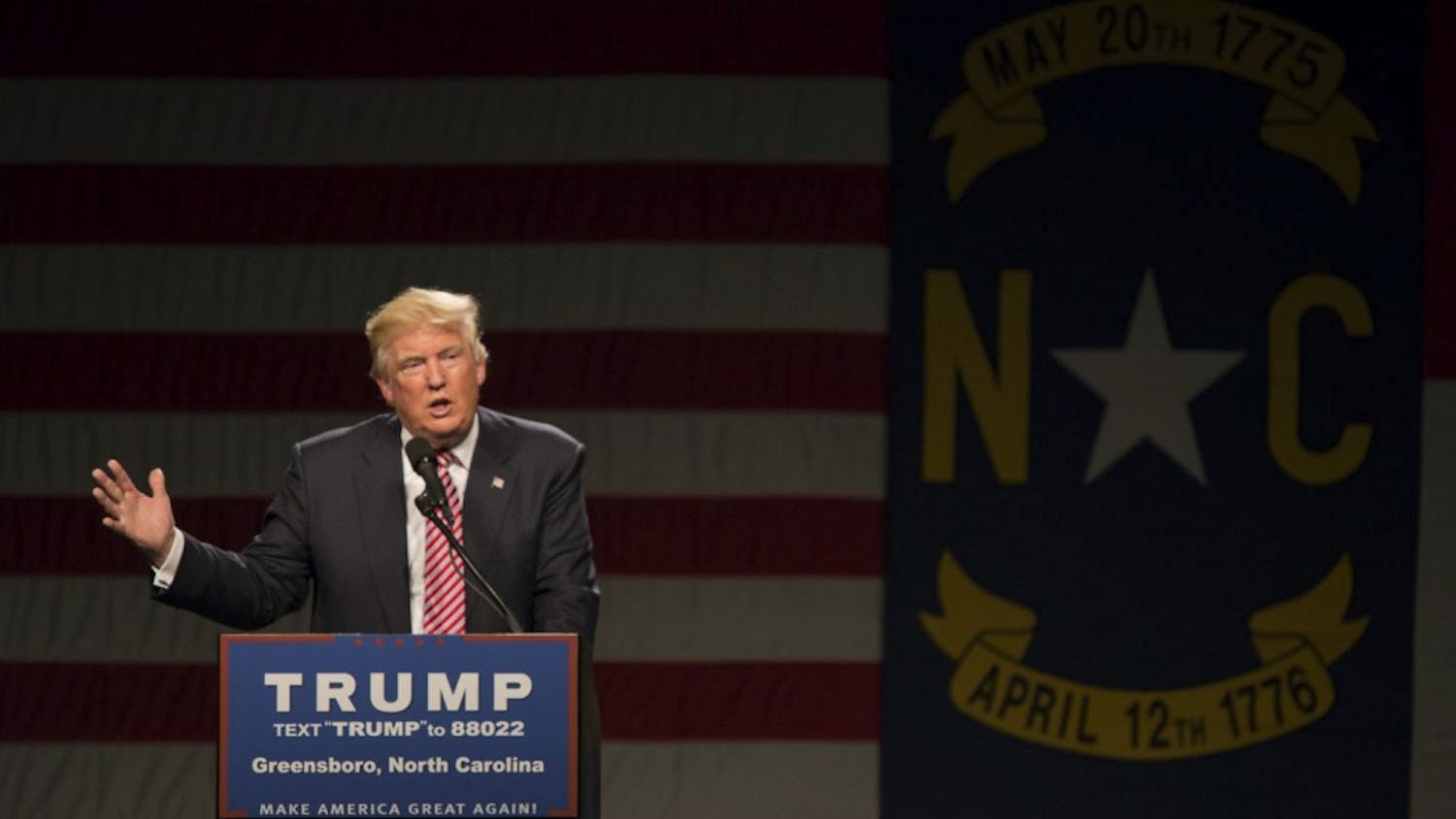 Republican presidential candidate Donald Trump spoke in the Greensboro Coliseum on Tuesday, June 14th.