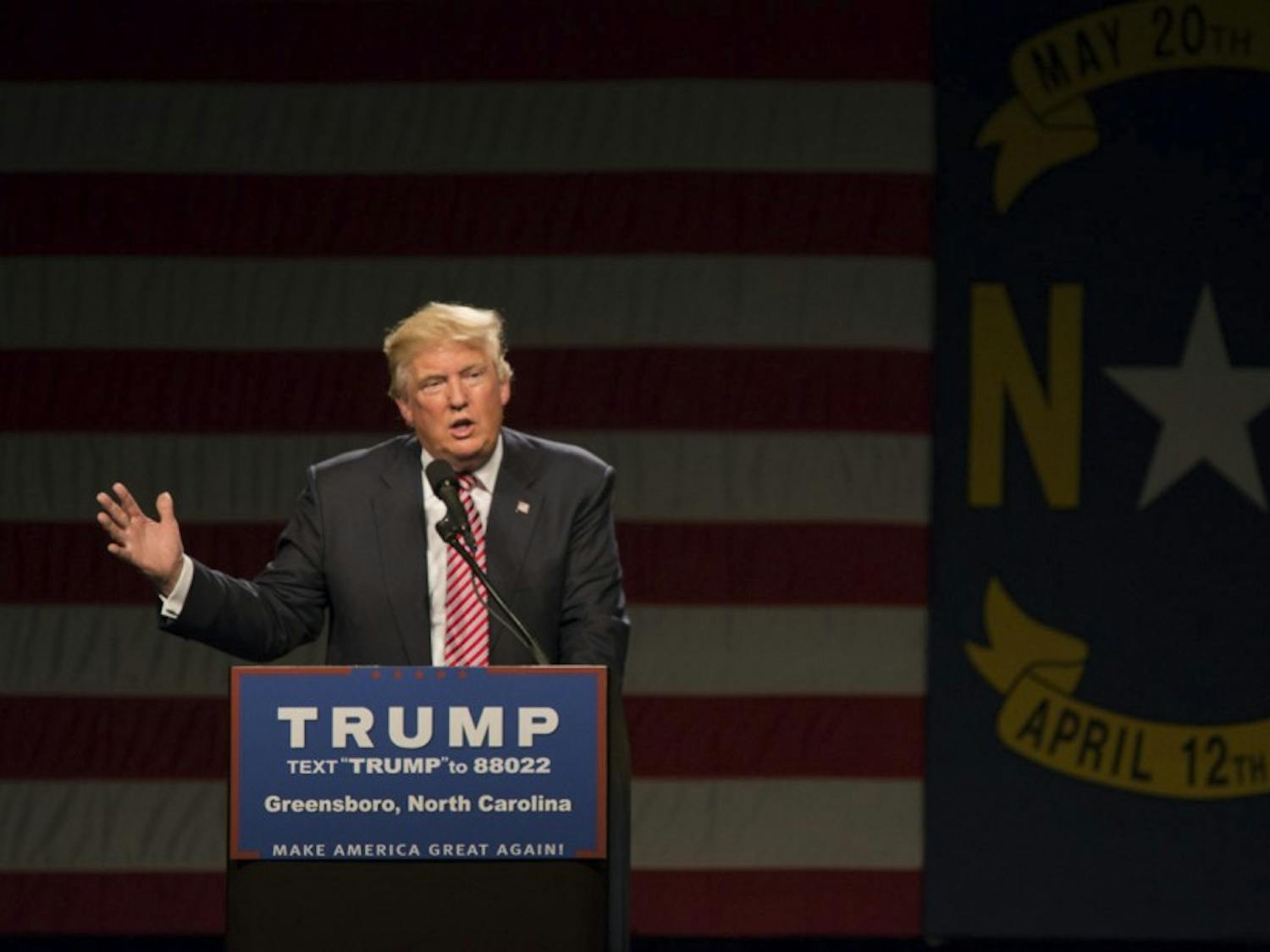 Republican presidential candidate Donald Trump spoke in the Greensboro Coliseum on Tuesday, June 14th.