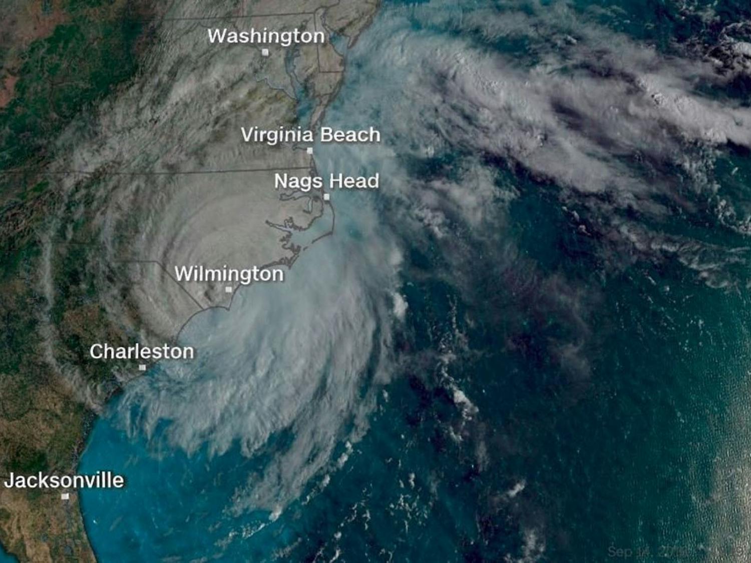 Satellite image of Hurricane Florence on Friday, September 14, 2018.
Photo Courtesy of CNN Weather.