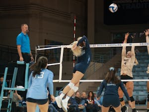 Senior Outside Hitter Skylar Wine (6) attempts a kill during UNC Volleyball's 3-2 loss to Wake Forest on Wednesday, Nov. 27, 2019.&nbsp;