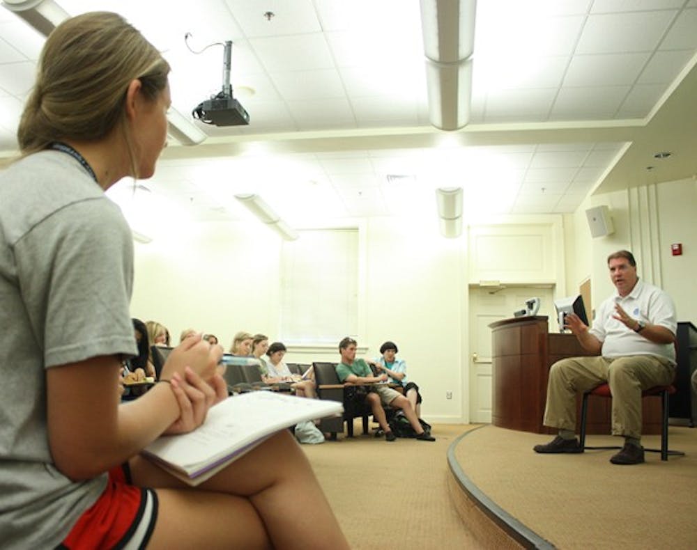 High school journalism students at a summer workshop attend a press briefing. Courtesy of Maddi Pofahl.