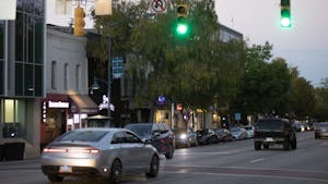 Cars passing by on Franklin Street in Chapel Hill, North Carolina on Monday, Sept. 19, 2022.