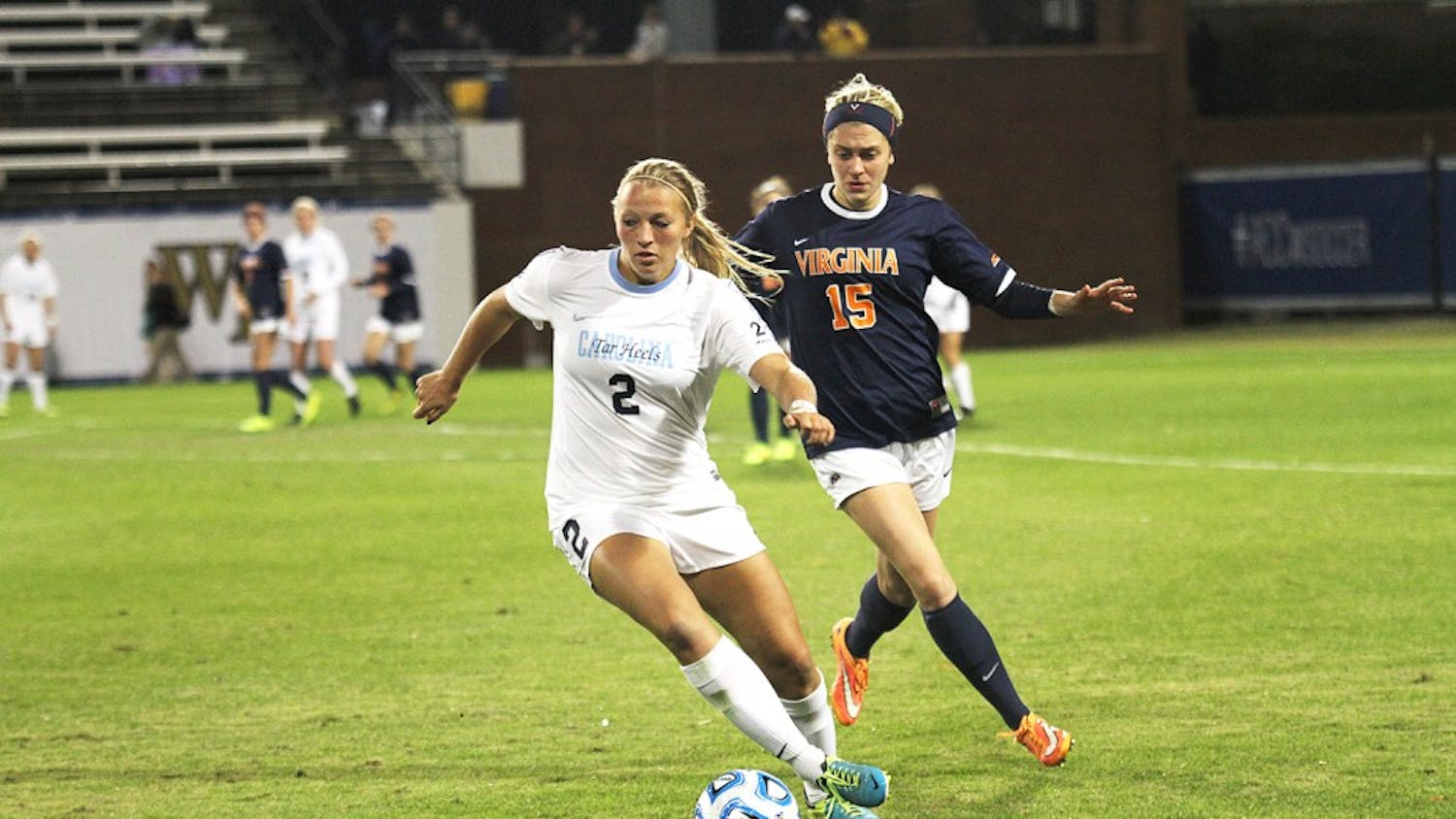 The UNC women's soccer team lost 2-0 to Virginia at UNCG for the ACC tournament.