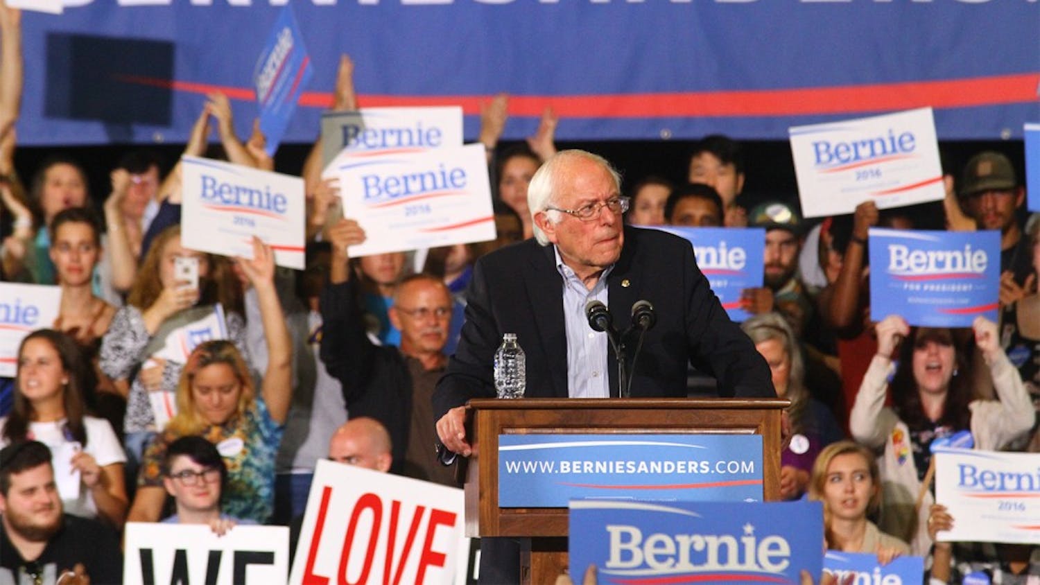 Supporters of presidential candidate Bernie Sanders attend a rally on Sept. 13, 2015 in Greensboro.