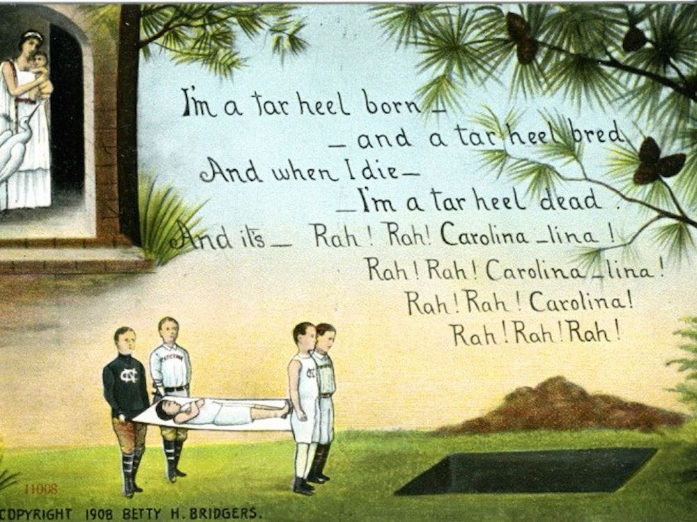 Lyrics from ‘Hark the Sound’ in North Carolina Postcard Collection (P052), North Carolina Collection Photographic Archives, Wilson Library, UNC-Chapel Hill.