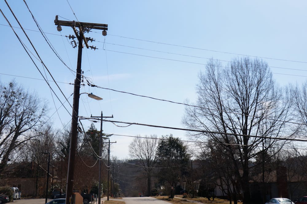 Power lines are pictured in Hillsborough on Feb. 12, 2022.
