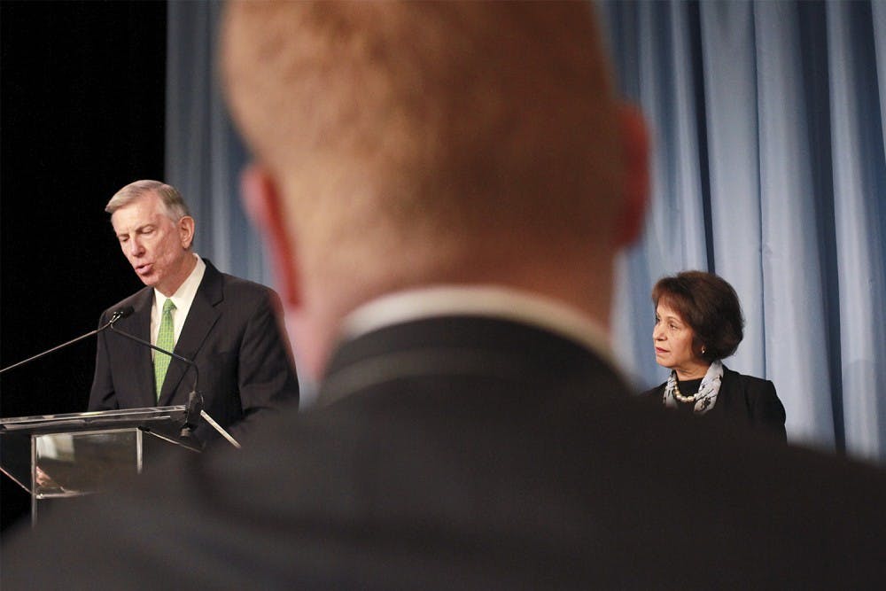 Thomas Ross, the president of the University of North Carolina system, opens up the discussion regarding the Wainstein report that was released to the public Tuesday afternoon.  The report details how the Department of African and Afro-American Studies at UNC allowed for its athletes to receive high grades with minimal effort for nearly twenty years.