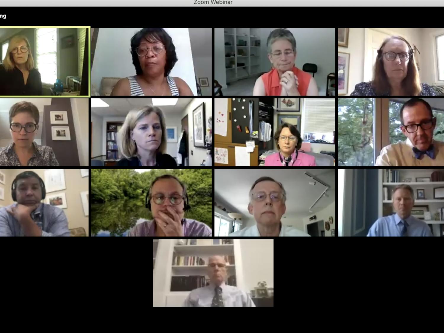 Screenshot of Faculty Executive Committee meeting on Aug. 18. 