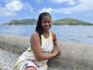 Renée Alexander Craft, interim chairperson of the Deptartment of Communication smiles for a portrait in  Portobelo, Panamá. Photo courtesy of Oronike Odeleye.