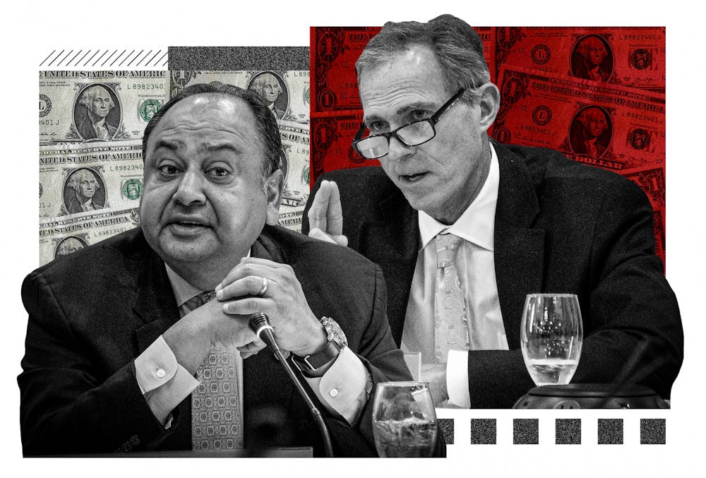 <p>Trustee Vinay Patel (left) and BOT Vice Chairperson John Preyer (right) are top political donors on the BOT — both have primarily given to conservative campaigns and causes.</p>