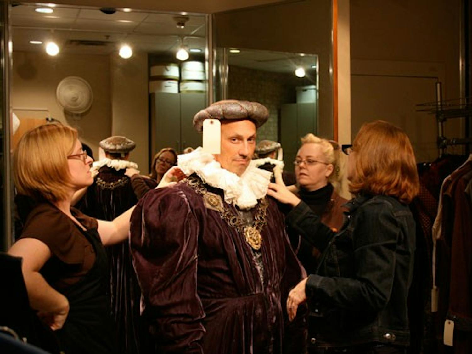 Jeffrey Blair Cornell gets fitted  for his part in “Nicholas Nickleby." Courtesy of Playmakers.
