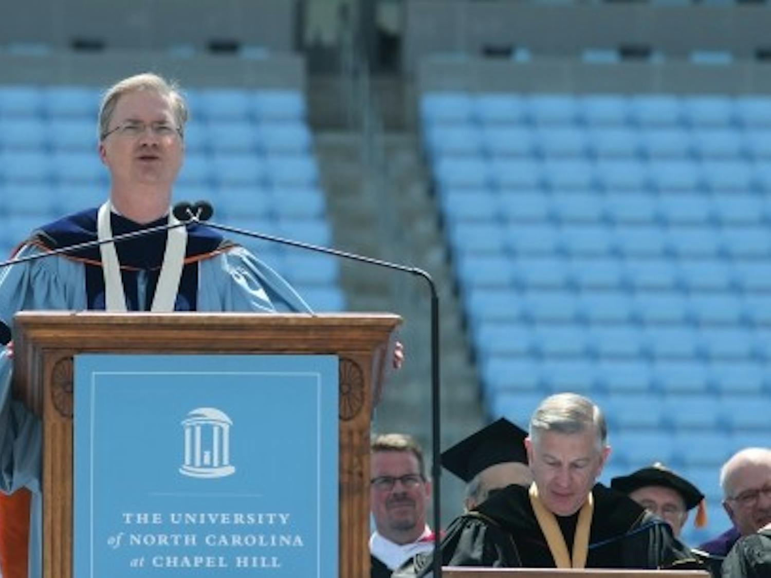 Holden Thorp spoke at his last graduation as chancellor May 12, 2013 in Kenan Stadium. 
